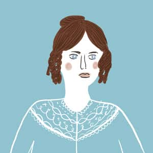 Illustration of a portrait of Jane Eyre