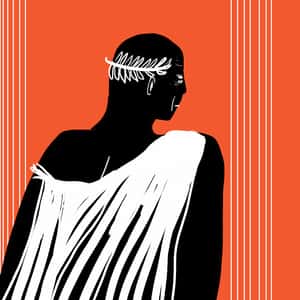 illustrated portrait of Julius Caesar wearing a toga