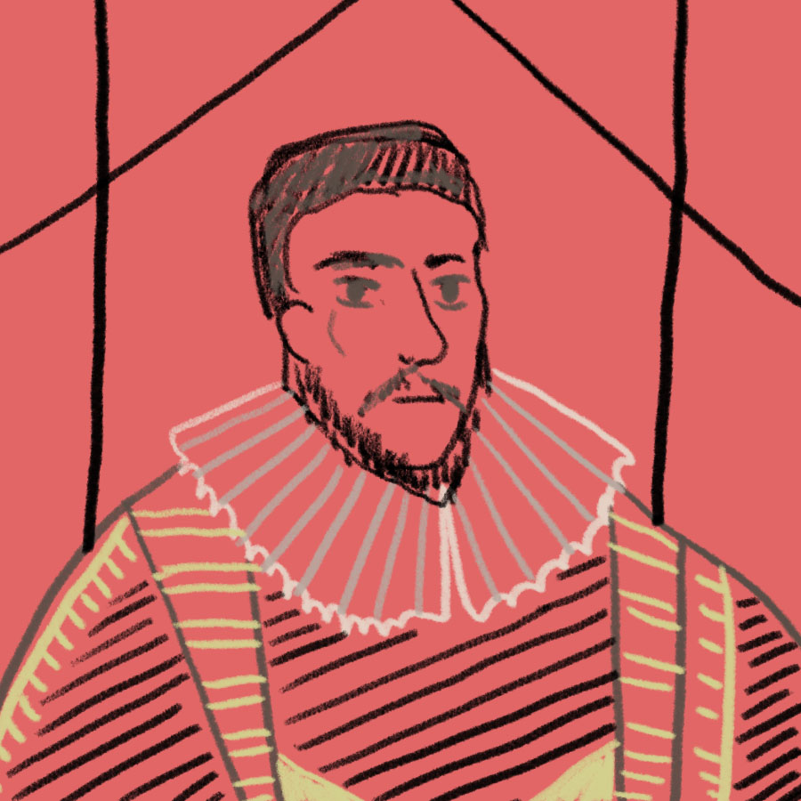 illustrated portrait of Sir Francis Bacon