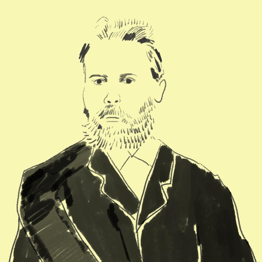 illustrated portrait of American author Herman Melville