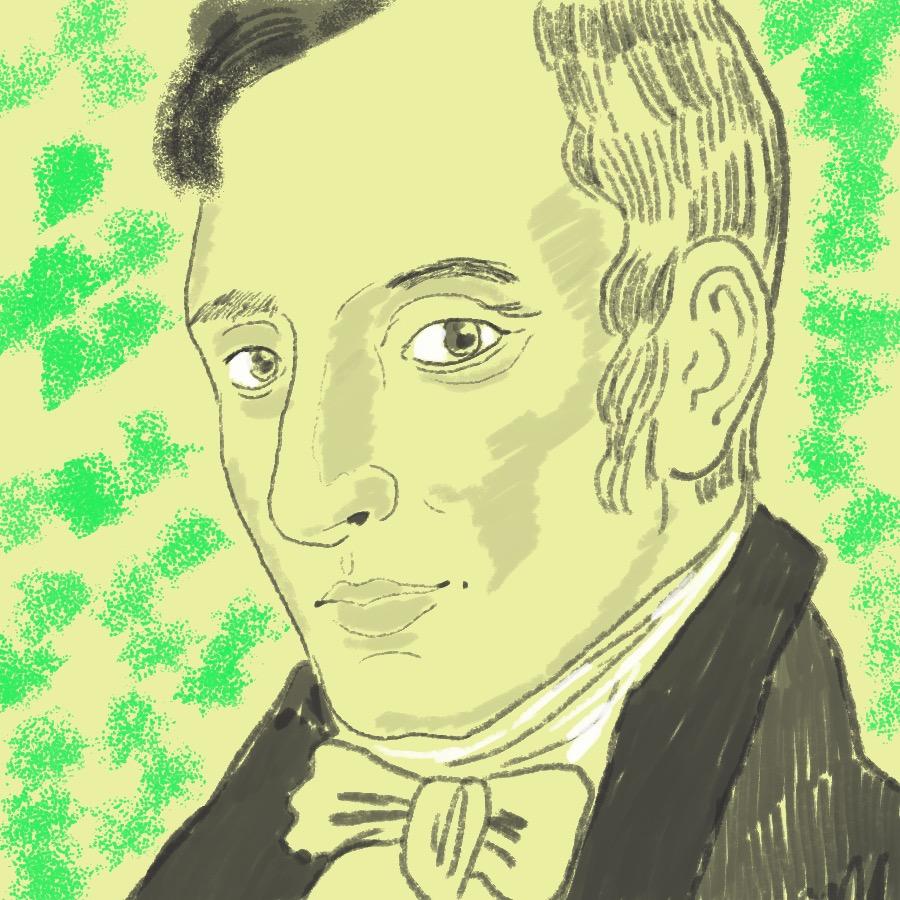 illustrated portrait of English poet WIlliam Wordsworth